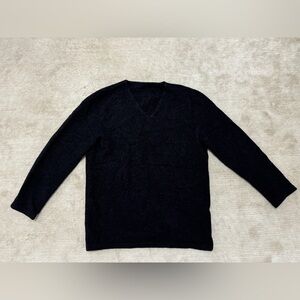 VTG ROBERT IN’T VELD Cozy V-Neck Sweater Alpaca \Merino Wool Heavyweight Gray  L